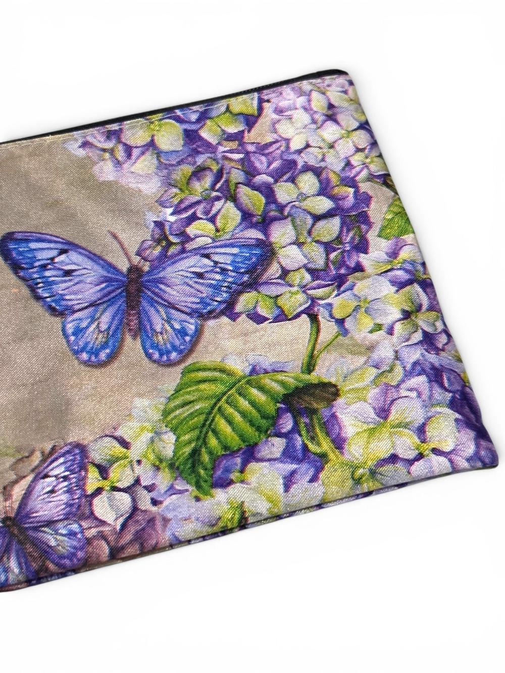 Butterfly & Floral Hydrangea Pouch Wristlet Makeup & Travel Bag EUC - Picture 3 of 9